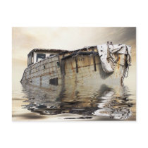 cool old boat postcard
