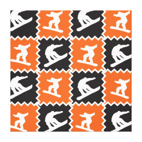 Cool Orange and Black Snowboarding Pattern Canvas Print