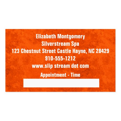 Cool Orange Daisy Spa Appointment Business Card (back side)