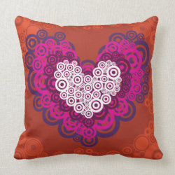 Cool Orange Purple Heart Concentric Circle Pattern Throw Pillow