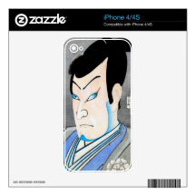 Cool orienta japanese kabuki actor portrait art decals for iPhone 4