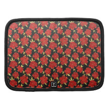Cool oriental black red flower pattern planner