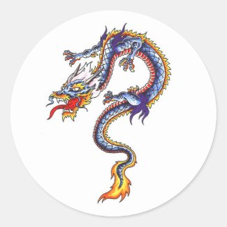 Cool Oriental Blue Water Dragon style sticker
