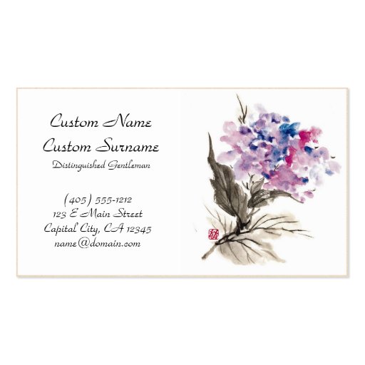 Cool oriental chinese classic watercolor flowers business card templates