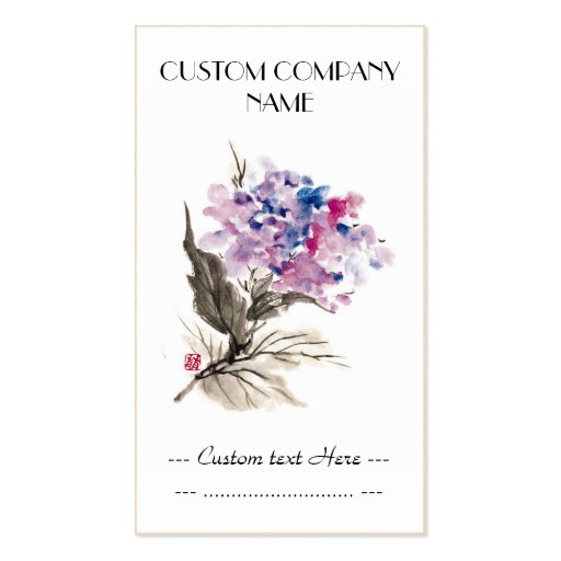 Cool oriental chinese classic watercolor flowers business card templates (back side)