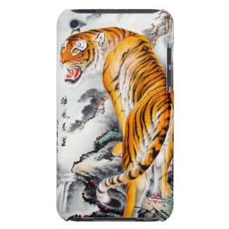 Cool oriental chinese fluffy tiger watercolor ink barely there iPod cases