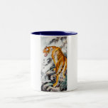 Cool oriental chinese fluffy tiger watercolor ink coffee mugs