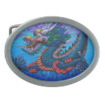 Cool oriental chinese oil colourful dragon paint oval belt buckle