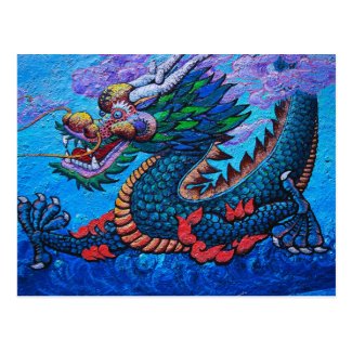 Cool oriental chinese oil colourful dragon paint post card