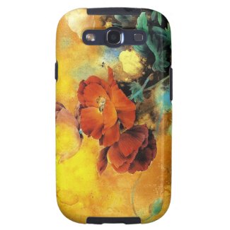Cool oriental chinese red poppy flower watercolor samsung galaxy SIII cases