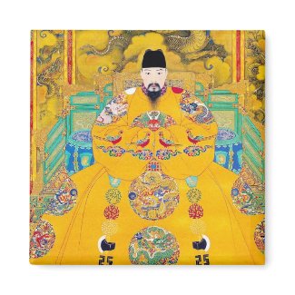 Cool oriental classic chinese woodcut emperor art 2 inch square magnet