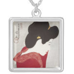 Cool oriental classic geisha lady woodprint art custom jewelry
