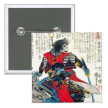 Cool oriental classic japanese samurai warrior art pins