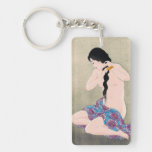 Cool oriental classic nude japanese lady art rectangular acrylic keychains