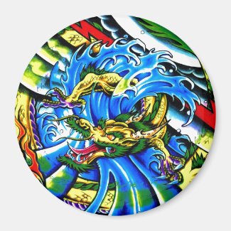 Cool Oriental Dragon tattoo Fridge Magnets
