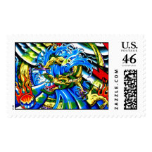 Cool Oriental Dragon tattoo Postage Stamp