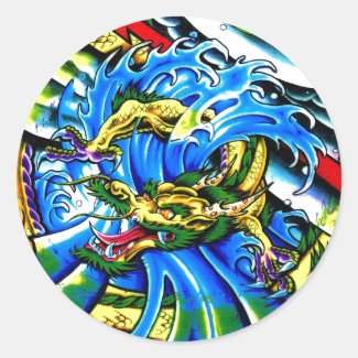 Cool Oriental Dragon tattoo Stickers