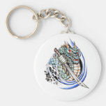 Cool Oriental Dragon with Sword tattoo Key Chains