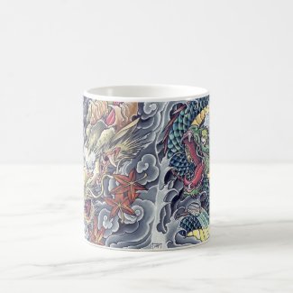 Cool Oriental Dragons tattoo mug