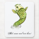 Cool Oriental Green Lucky Koi Fish Carp tattoo Mousepads
