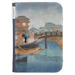 Cool oriental Hasui Kawase rainy day art Kindle Folio Case