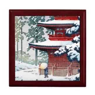 Cool oriental Hasui Kawase Winter scenery art Keepsake Box