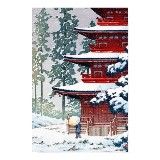 Cool oriental Hasui Kawase Winter scenery art Print