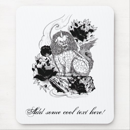 Cool Oriental Ink Mythical Lion tattoo Mousepads