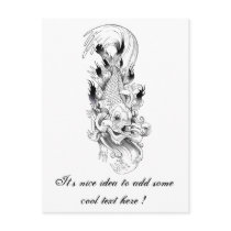 Cool Oriental Japanese Black Ink Koi Carp Fish Post Card