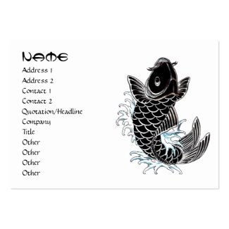 Cool oriental japanese black ink lucky koi fish business card template