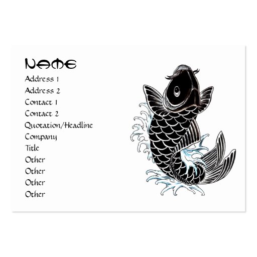 Cool oriental japanese black ink lucky koi fish business card template