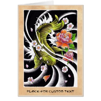Cool oriental japanese black ink lucky koi fish cards