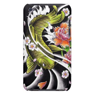Cool oriental japanese black ink lucky koi fish barely there iPod cases