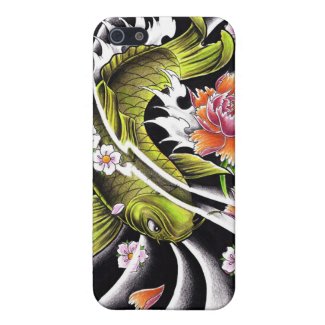 Cool oriental japanese black ink lucky koi fish case for iPhone 5