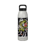 Cool oriental japanese black ink lucky koi fish reusable water bottle