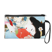 Cool oriental japanese classic geisha lady art wristlets