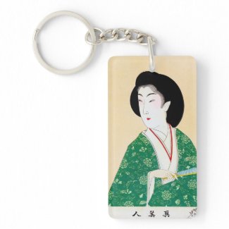 Cool oriental japanese classic geisha lady art Double-Sided rectangular acrylic keychain
