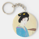 Cool oriental japanese classic geisha lady art keychains