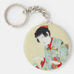 Cool oriental japanese classic geisha lady art key chain