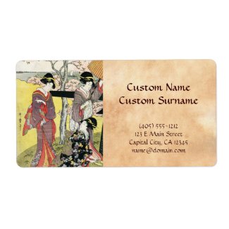 Cool oriental japanese classic geisha lady art custom shipping label