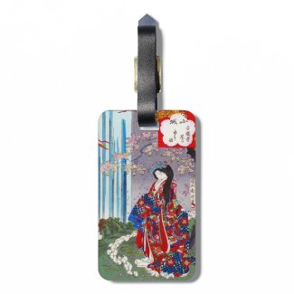 Cool oriental japanese classic geisha lady art luggage tags