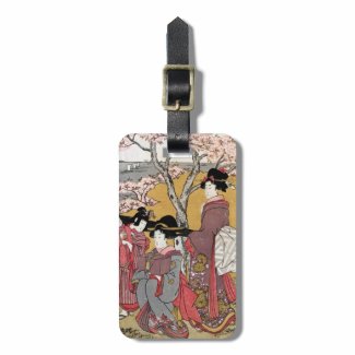 Cool oriental japanese classic geisha lady art travel bag tags