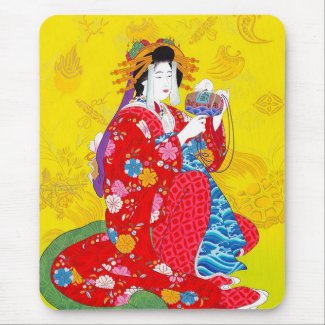 Cool oriental japanese classic geisha lady art mousepad