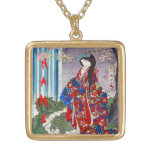 Cool oriental japanese classic geisha lady art pendant