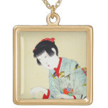 Cool oriental japanese classic geisha lady art custom necklace