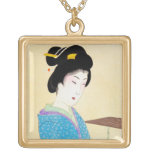 Cool oriental japanese classic geisha lady art personalized necklace