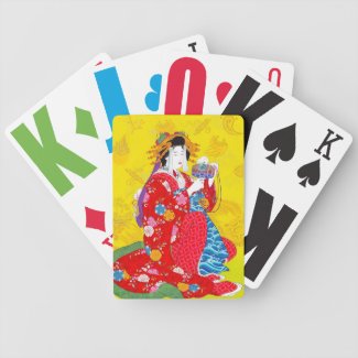 Cool oriental japanese classic geisha lady art bicycle card decks
