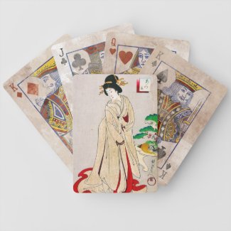 Cool oriental japanese classic geisha lady art playing cards