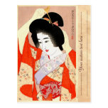 Cool oriental japanese classic geisha lady art post card