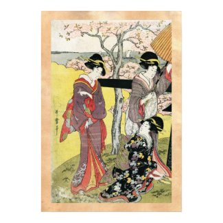 Cool oriental japanese classic geisha lady art poster